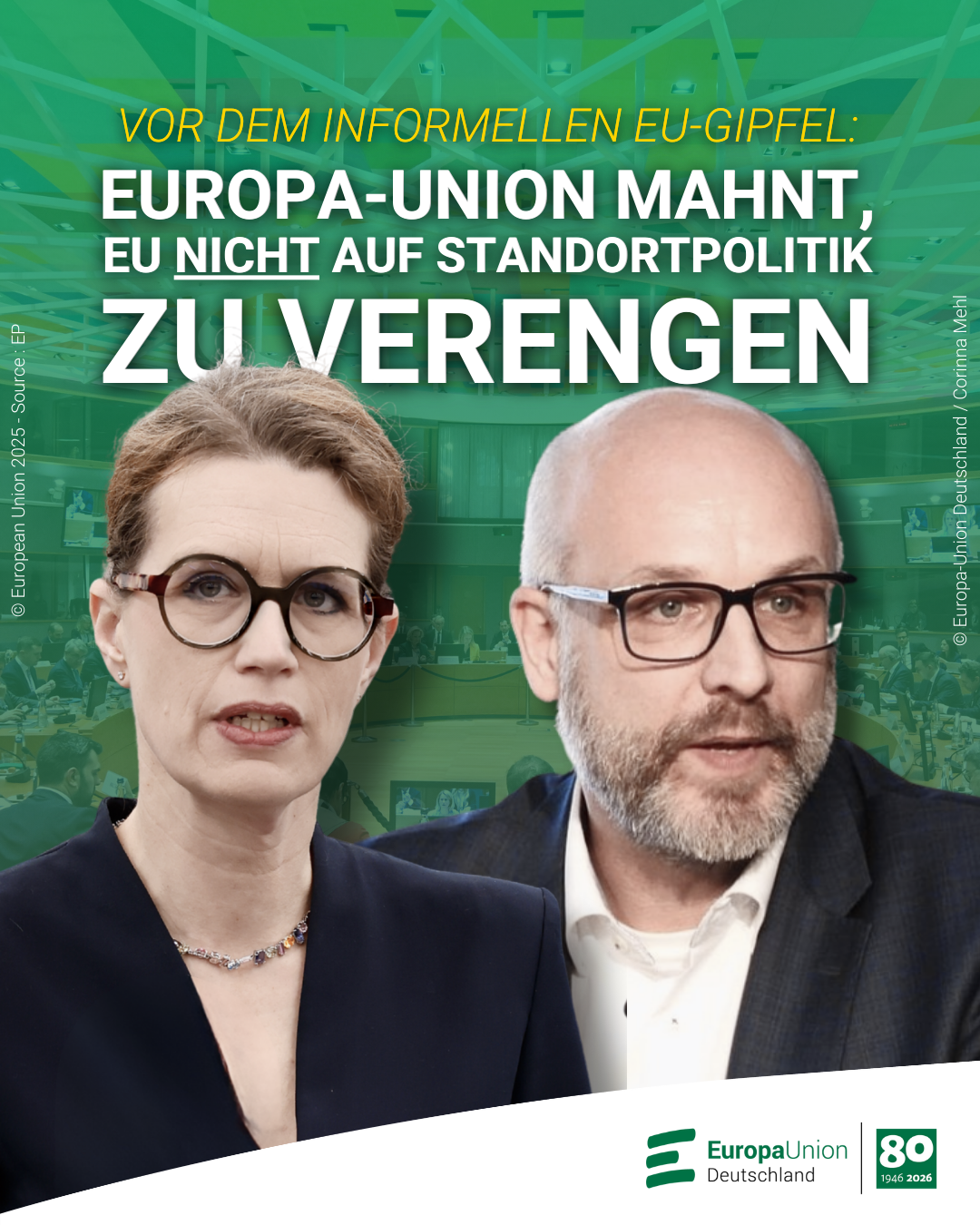 Vor dem informellen EU-Gipfel: Europa-Union mahnt, EU nicht auf Standortpolitik zu verengen